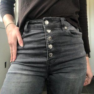 Forever 21 Button Fly Dark Gray Denim High Rise Size 27